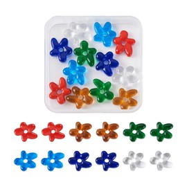 Crafans Starfish Glass Beads Sea Pattern Large Holes 6 Colors Opaque / Transparent Starfish Spacers for DIY Bracelet Necklace Crafts Jewelry Making