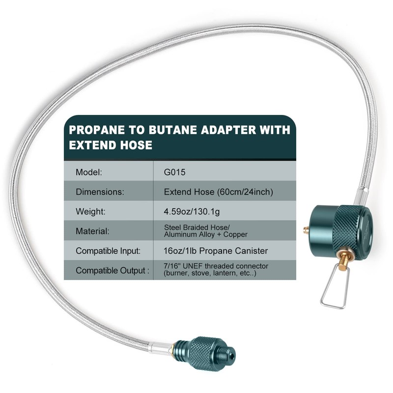 Jeebel Camp 24inch Propane Canister to Threaded Camping Stove Adapter