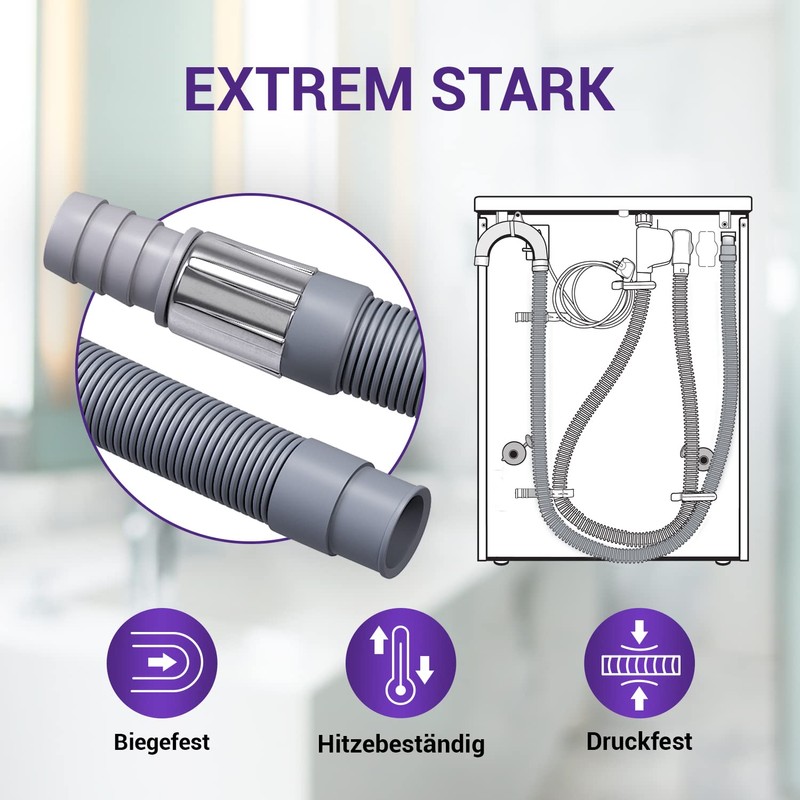Viоks.pro Drain Hose Extension 1 m Straight/Straight Diameter 19 to