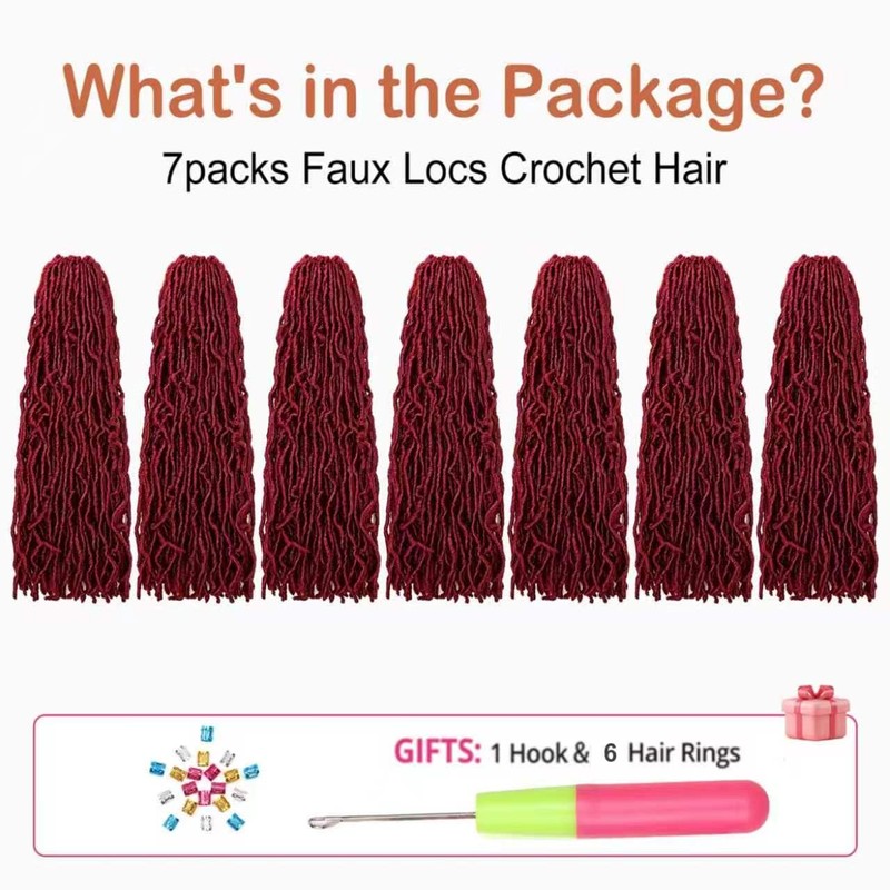 Faux Locs Crochet Hair Burgundy Soft Locs 24In Braids Hair