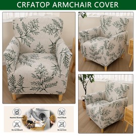 CRFATOP Printed Stretch Chair Slipcovers with Arms for Living Room 1 Piece Accent Chair Covers Soft Banquet Chair Covers Saucer Armchair Furniture Protector Office Reception Reading Sofa,A45
