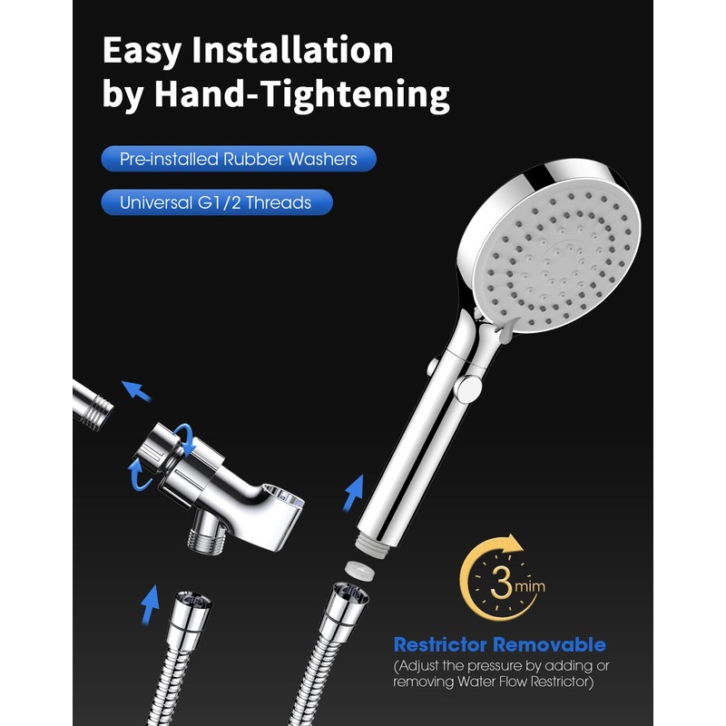 FASDUNT Shower Head with Handheld, High Pressure Handheld Shower Head
