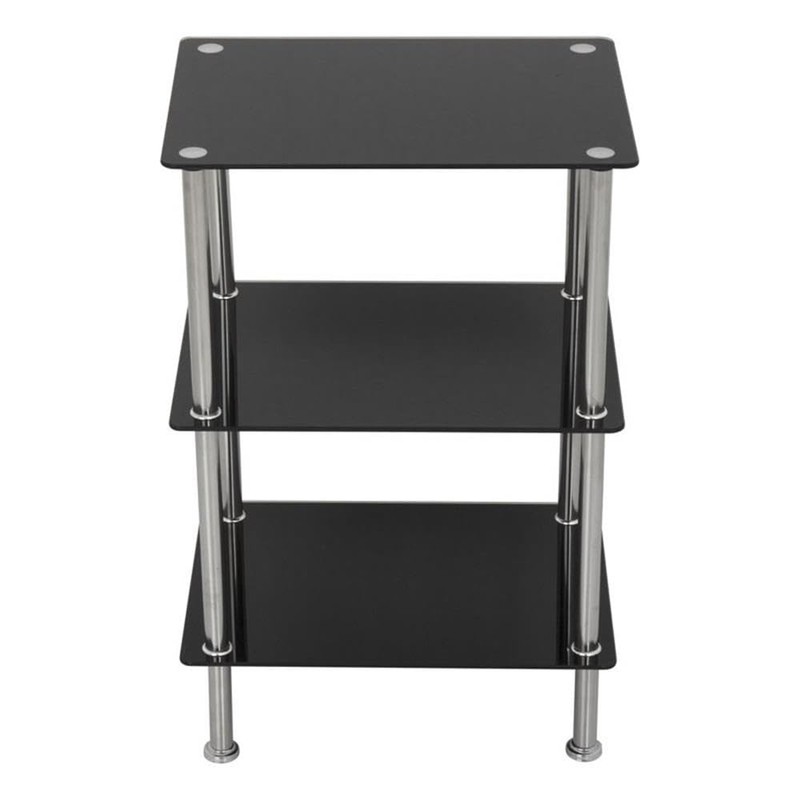 AVF Transitional Steel and Glass Small 3-Tier Shelving Unit in