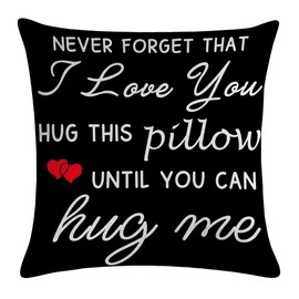 AliCarr Never Forget that I Love You Throw Pillow Cover, to My Love Gifts for Him Her Wife Husband Birthday Anniversary, Cushion Case Decoration for Sofa Couch Bedroom 18x18 Inches (n Forget b)