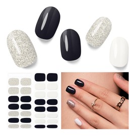 Nelikoo Semi Cured Gel Nail Strips - 30PCS Gel Nail Stickers for UV Light, Long-Lasting Gel Nail Wraps, Salon-Quality Semi Cured Nail Stickers, 2 Weeks Wear, Easy DIY Gel Manicure-Light Glimmer