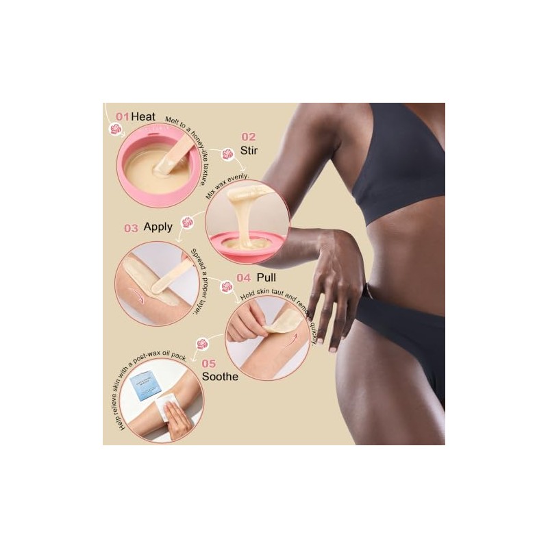 GIRLEARLE Premium Digital Waxing Kit for Home Hair Removal
