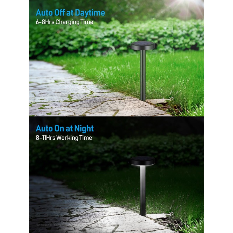 LEONLITE 12-Pack 2CCT Solar Powered Path Lights, 50/100% Dimmable, Auto