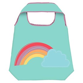 moses Shopper Rainbow Foldable Shopping Bag, Eco-Friendly, Reusable, Polyester, Mint Green, One Size