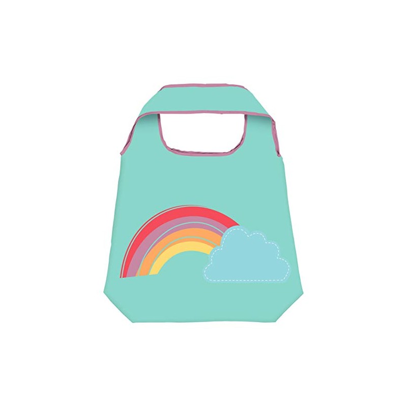 moses Shopper Rainbow Foldable Shopping Bag, Eco-Friendly, Reusable, Polyester, Mint
