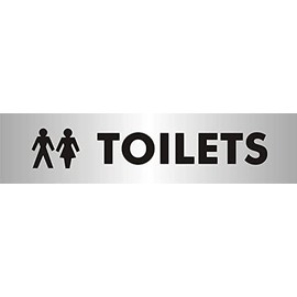 Seco Toilets with Pictogram Sign, 190mm x 45mm - 2mm Brushed Aluminium Effect Acrylic