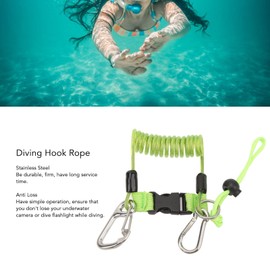 Fockety Scuba Diving Lanyard, Stainless Steel Spring Coiled Lanyard with Quick Release Buckle for Cameras and Dive Lights, Scuba Diving Camera Anti-Lost Strap for Underwater Diving Tool