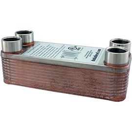 Duda Energy HX1220:F34 B3-12A 20 Plate Stainless Steel Heat Exchanger with 3/4" Female NPT Ports Copper Brazed, 2" Height, 2.9" Width, 7.5" Length