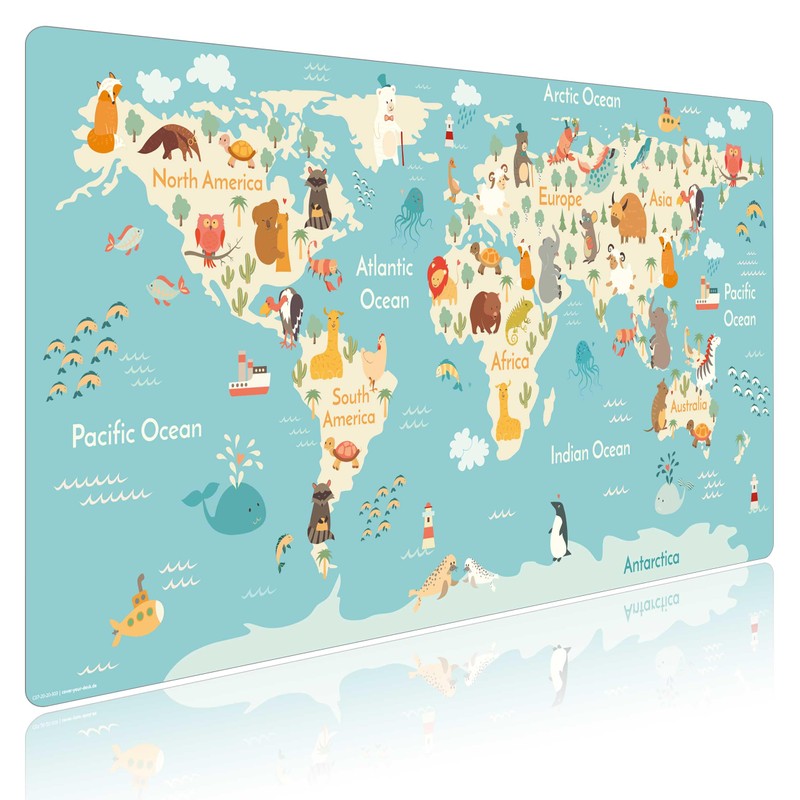 Children's Desk Mat - "World Map" - Made of Premium
