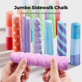 Jar Melo 38 PCS Sidewalk Chalk for Kids- Colored Sidewalk Chalk With Holder,Jumbo Washable & Non-Toxic Chalks-Outdoor Play and Chalkboard Art for Kids and Toddlers Easter Gifts