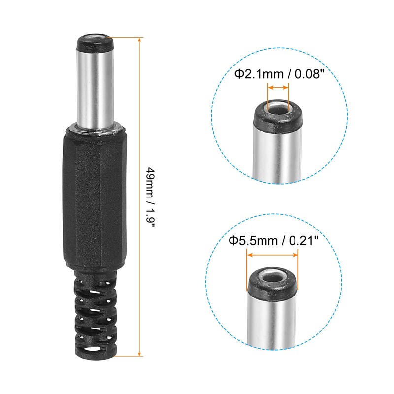 PATIKIL 5.5x2.1mm DC Male Plug Power Supply Ends, 20 Pack