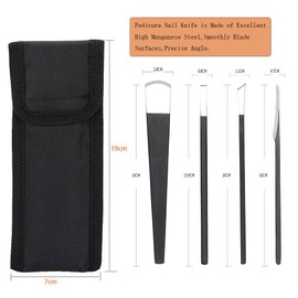 Watris Veiyi 4PCS Pedicure Knife Set, Ingrown Toenail Removal Kit, Pedicure Callus Shaver Tools, Professional Foot Scraper, Steel Foot Care for Dead Skin Corn Foot Remover Foot File Rasp (6.3in)