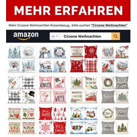 Cirzone Christmas Cushion Cover, 40 x 40 cm, Set of 4 Christmas Decorative Cushions, Santa Claus and Snowman, Christmas Decoration, Christmas Decoration for Home, Sofa, Bedroom