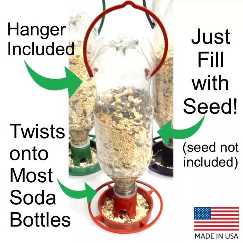 Gadjit Soda Bottle Wild Bird Feeder 3 Pk Black 15315