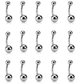Unbranded 20 PC LOT 14G PLAIN 5&8 MM BALL SURGICAL STEEL BELLY BUTTON NAVEL RINGS BARBELLS - 1/2" (13mm)