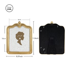 Tone Link. Vintage Picture Frame 8x10 Inch, Small Heart Luxury Antique Photo Frames with Glass Front, Tabletop Wall Hanging, Gold