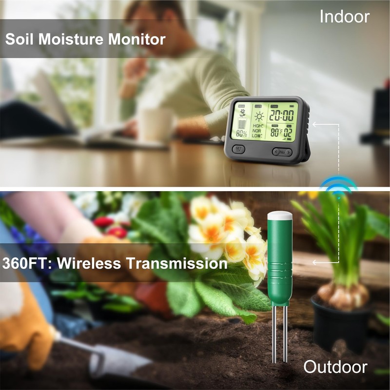 Reyke Soil Moisture Meter for Plants, 4-in-1 Soil Tester for