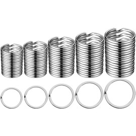 Split Key Rings 20-Pack 5 Assorted Sizes (Small 0.5 inch to Large 1.37 inch) - Multi-Purpose for Keychains, Pet Collar Tags, Crafts, Car Keys Accessories - Silver Alloy Anti-Rust Design