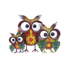 Garden Sculpture - Metal Owl Family Statue Ornament