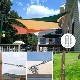 Pack of 4 Rope Tensioners Stainless Steel M8 Turnbuckle Wire Tensioner Stainless Steel 304 Adjustable Turnbuckle Hooks and Eyes for Rope Tensioner Hooks