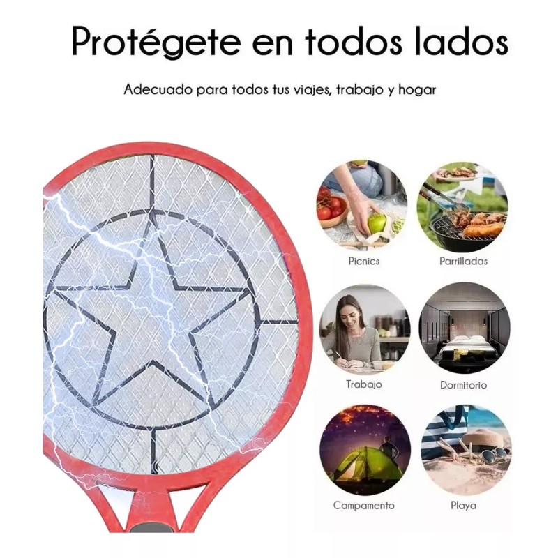 Tutu Raqueta Electrica Recargable Mata Moscas Y Mosquitos