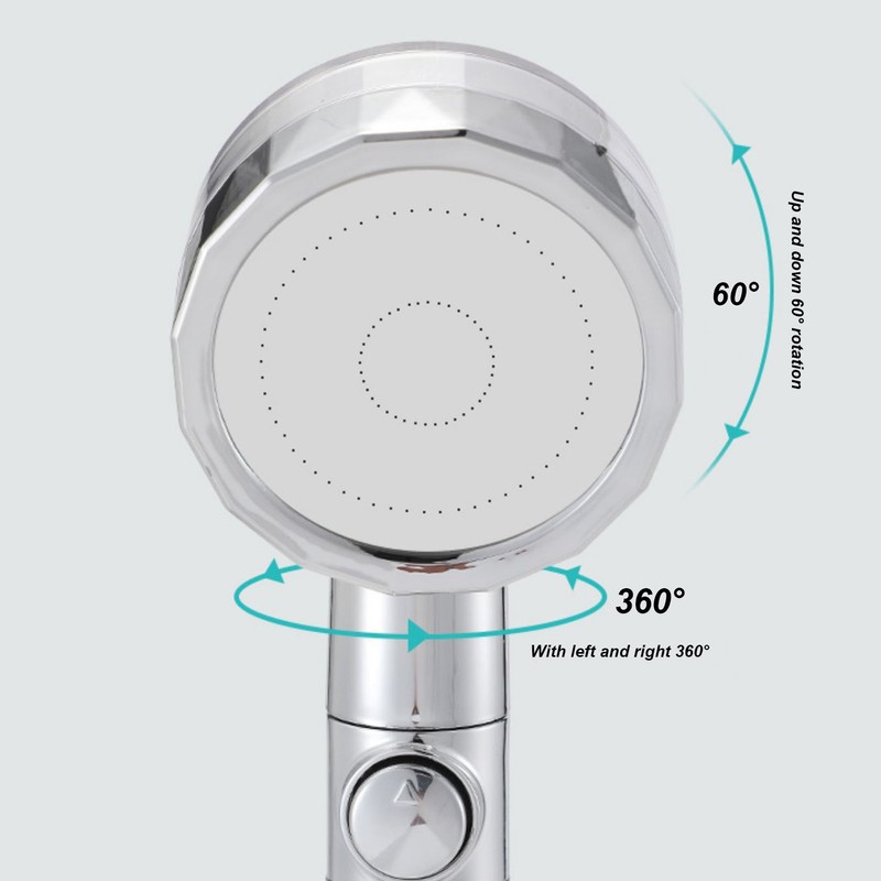 Turbine Fan Shower Head Shower Hose High Pressure 360 °