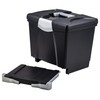 Storex 61523U01C Portable File Storage Box w/Drawer Letter Latch Black