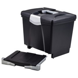 Storex 61523U01C Portable File Storage Box w/Drawer Letter Latch Black