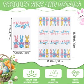 Supernal 100pcs Easter Napkins 3-Ply Disposable Paper Guest Napkins Bunny Flowers Hand Towel Watercolor Cute Rabbits for Spring Lunch Dinner Kitchen Bathroom Easter Decorations