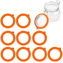 Silicone Replacement Gasket, Airtight Rubber Seals Rings for Mason Jar Lids, Leak-Proof Canning Silicone Fitting Seals for Glass Clip Top Jars (Orange, 10pcs)
