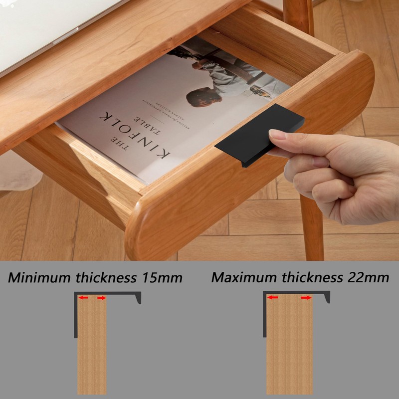 Heveer Black Furniture Handles, 80 mm, Hidden Cabinet Handles, Kitchen