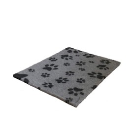 Vet Fleece Bedding | Vet Bed Original Non-Slip | for Puppys and Dogs | Manufactured in our British Mill| 30" x 30" (0.75m x 0.75m) Grey with Charcoal Multi-Paws | Quick Drying | Washable | Dog Bed
