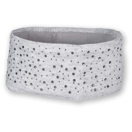 styleBREAKER 04026003 Women's Fine Knit Headband with Rhinestone Studs, Appliqué and Soft Fleece Lining - lightgrey