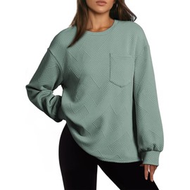 Dokotoo Oversized Sweatshirt for Women Tops Casual Long Sleeve Shirts Business Work Tunic Tee 2025 Fall Outfits Clothes Stretch Texture Lightweight Blouse Clothing Fashion Trendy Pullover Knit