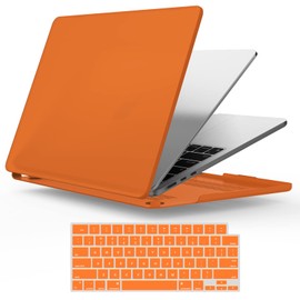 IBENZER Compatible with 2025 2024 2023 2022 MacBook Air 13 inch Case M3 A3113 M2 A2681, Plastic Hard Shell Case with Keyboard Cover for Mac Air 13.6, Orange, MAT13-KK-OR+1