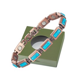 YINOX Magnetic Therapy Arthritis Copper Bracelet for Women, Effectively Relieves Arthritis and Wrist Pain, Inlaid with Turkish Turquoise, Combines Fashion and Health (3500 Gauss) (J)