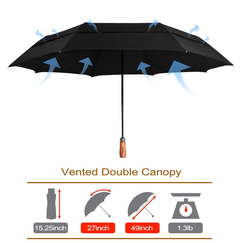 Lejorain 54inch Large Umbrella Auto Open Close with Folding Golf