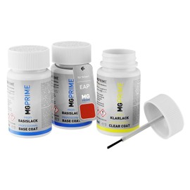 MG PRIME Autolack Lackstift Set für Smart EAP / 3248 Cadmium Red Perleffekt/Cadmium Red Metallic Grundlack Basislack Klarlack je 50ml