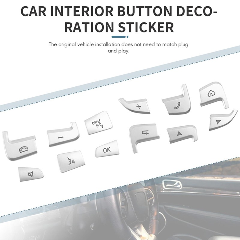 Liseng Pack of 12 Car Styling Steering Wheel Buttons Covers
