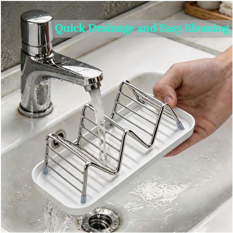 UVULAS 304 Stainless Steel Wavy Soap Dish, Self Draining Shampoo