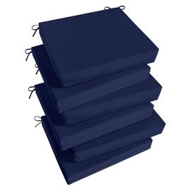 Basic Beyond Outdoor Chair Cushions Set of 6, Square Corner Outdoor Cushions for Patio Furniture, Water Resistant Patio Chair Cushions with 2 Ties, 18.5x16x3, Navy