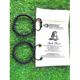 HONODIX Unisex-Adult Panchmukhi Rudraksha Bracelet For prayer, 6 mm, Black, Set of 2