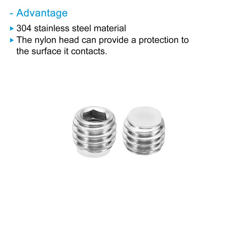 PATIKIL 5pcs M8x6mm Nylon Tip Thread Head with Metric Hex