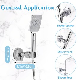 LZLINGMEI 3PCS Adjustable Shower Head Holder Wall Mount, No Drill Replacement Shower Holder Bracket with Vacuum Suction Cup, Universal Shower Bracket for Bathroom
