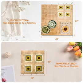 22" x 22" Crochet Blocking Board - Magnetic Splicing Large Size Bamboo Blocking Boards for Crochet Projects with 15 Stainless Steel Pegs, Gifts for Mom, Grandmothers