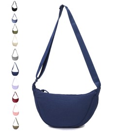 JENCVNL Nylon Crescent Bag for Women, Dumpling Bag Hobos Crossbody Bag Dumpling Crossbody Bag with Adjustable Shoulder Strap Chest Bag Shoulder Bag for Daily Use (Navy)